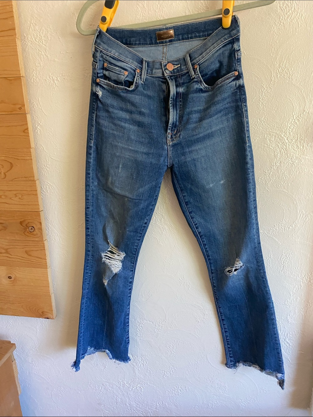 MOTHER Bootcut Distressed Blue Denim Jeans